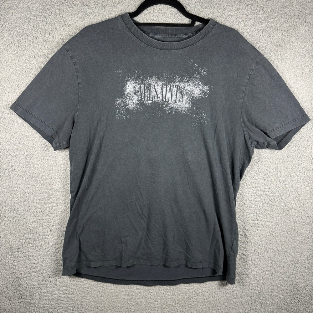 AllSaints Mens‎ Faded Black Relaxed Fit Graphic T-Shirt Medium The Above Below